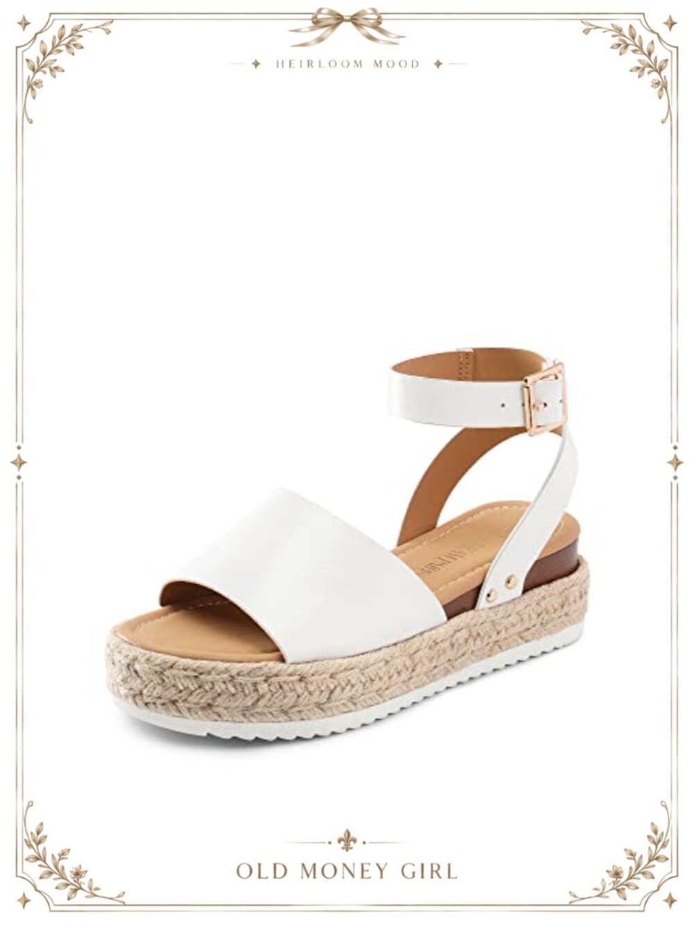 Platform Espadrille Wedge Sandals Ankle Strap Faux Leather